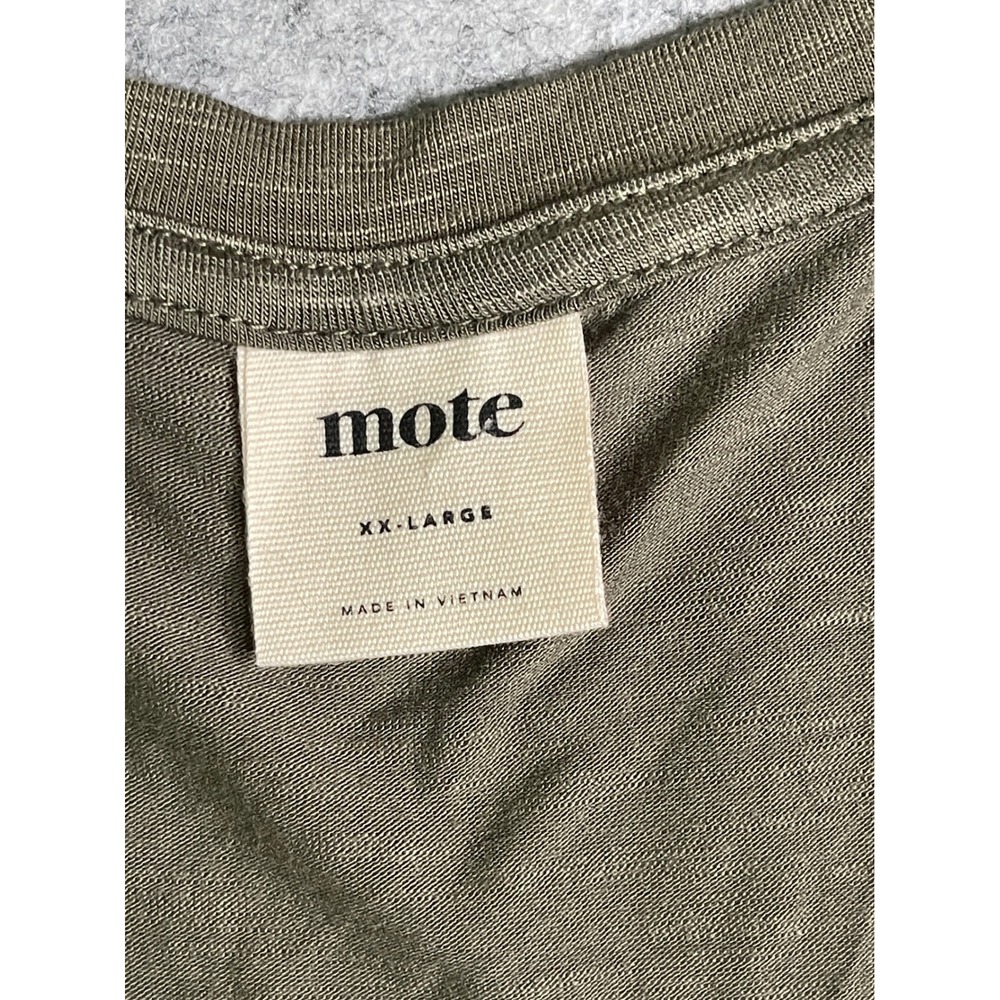 Mote Womens Olive Green Slub Knit V-Neck Pocket T-Shirt Size XXL New - Picture 5 of 8
